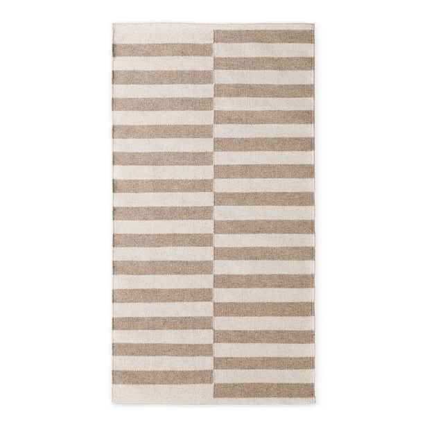 Bílý/světle hnědý oboustranný/ručně tkaný vlněný koberec 80x150 cm Vika – Hanse Home