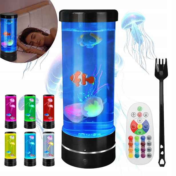 Lávová Lampa Jellyfish Noční Lampa Led Akvárium 17 Barev S Dálkový Ovladač