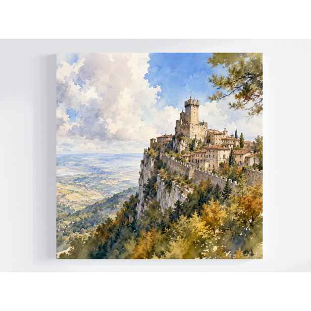 Obraz Na Plátně Obraz Na Plátně Výhled San Marino Věž Forteca Guaita Útes 50x50