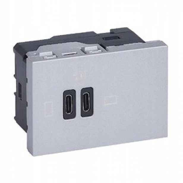 Zásuvka Nabíječka 2x Usb-c 63W Pd Hliník Legrand 077674L