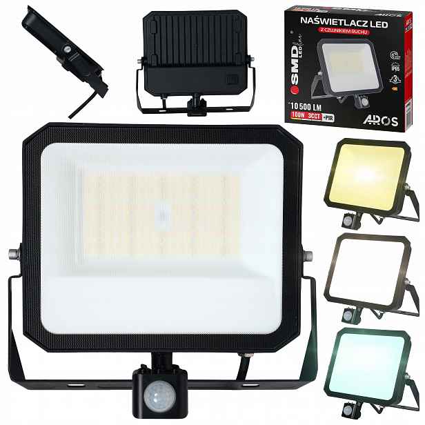 Halogenový venkovní senzor pohybu soumraku 100W 3CCT Pir IP65