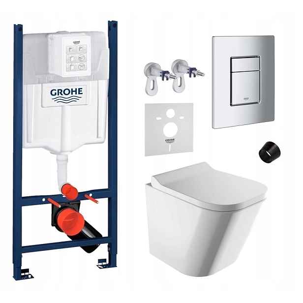 Sada Wc Rám Grohe s mísou Wc Fontana a tlačítkem chrom mat Fresh