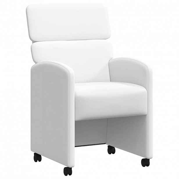 vidaXL Jídelní židle na kolečkách 2 ks Umělá kůže Bílá 58 x 65 x 98 cm