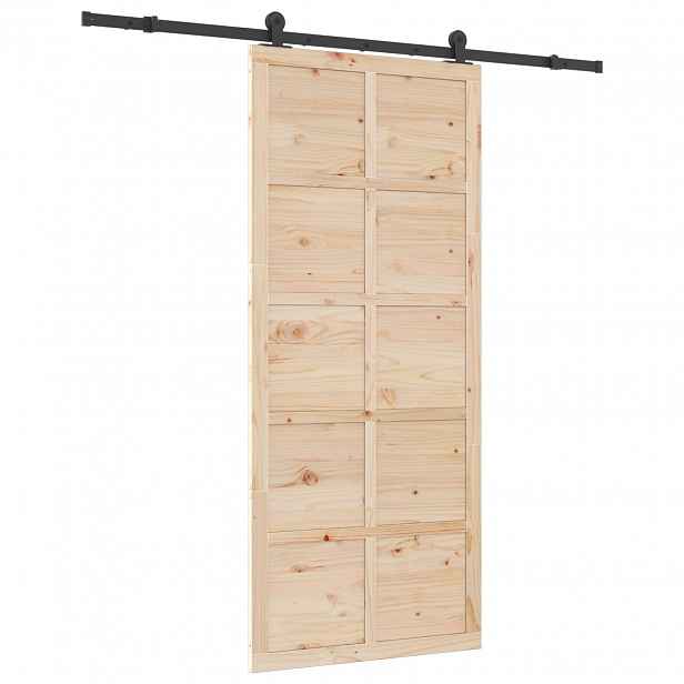 vidaXL Posuvné dveře 100 x 208 cm Masivní borovicové dřevo Přírodní