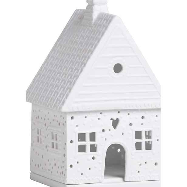 Domeček Na Čajovou Svíčku Porcelánový, Bílý, Vánoční Svícen, 14 CM