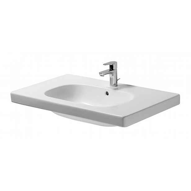 Duravit D-Code - Umyvadlo nábytkové 85x48 cm, s přepadem, s otvorem pro baterii, bílá 03428500002