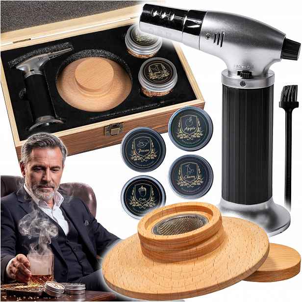 Sada Na Uzení Whisky Smoker V Dřevěné Bedně Dárek Pro Chlapa