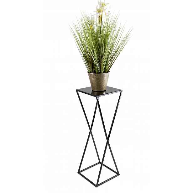 Stojan na květiny, květináč, černý, industriální, 70 cm