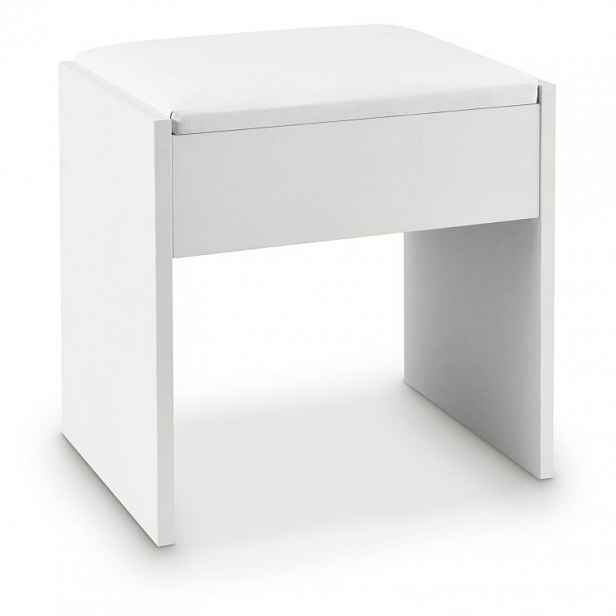 Taburet bílý ke kosmetickému stolku 42 cm s čalouněním