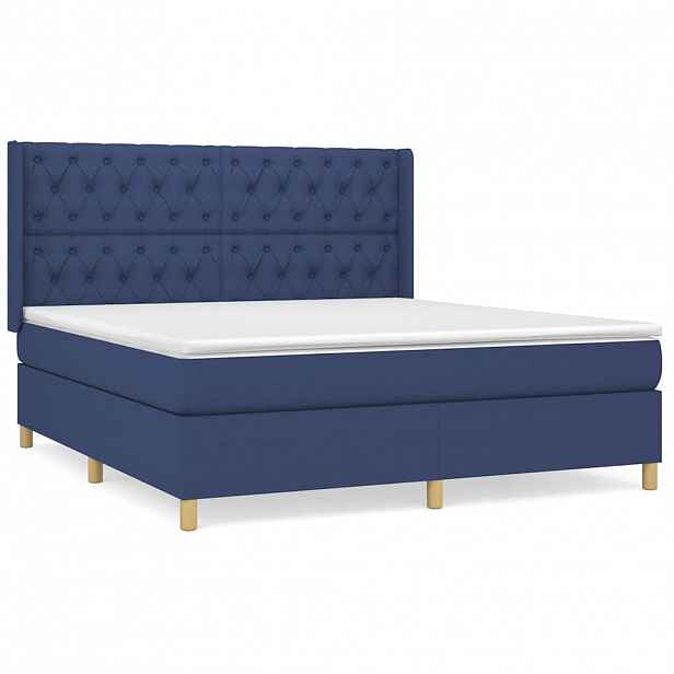 vidaXL Box spring postel s matrací modrá 160x200 cm textil