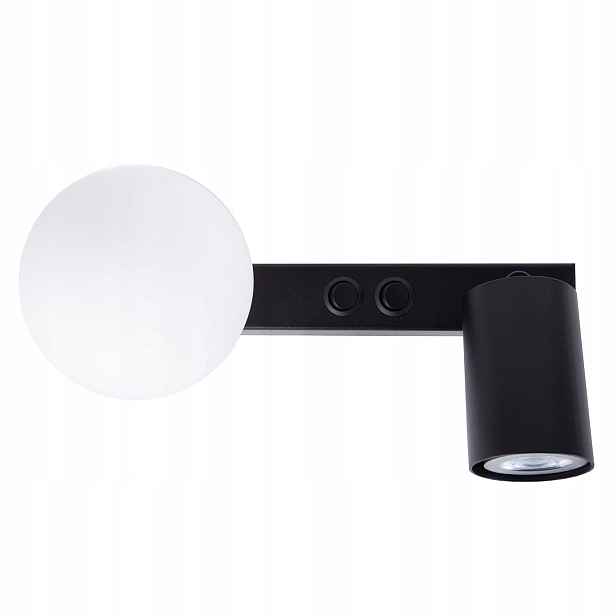 Nástěnná lampa Tavira Sigma Lighting, skleněná koule, černá lišta