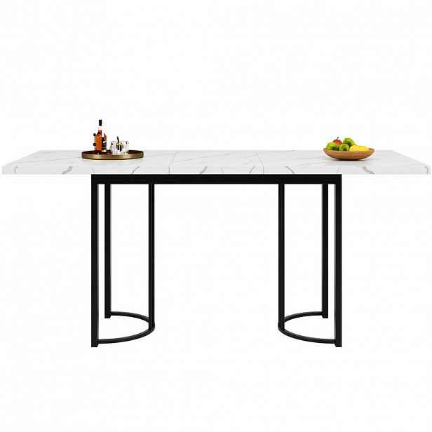OKWISH JÍDELNÍ stůl 140-179,5/80/75,5 cm černá/bílá z MDF a kovu rozkládací