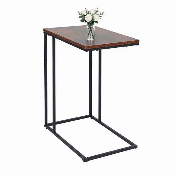 Relaxdays ODKLÁDACÍ STOLEK Černý tvar C MDF 64 cm