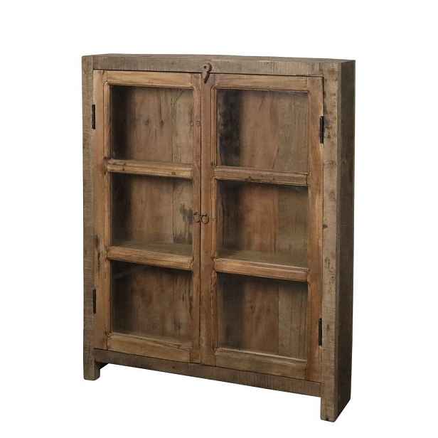 Hnědá antik dřevěná vitrína z recyklovaného dřeva Grimaud - 85*18*105 cm Chic Antique