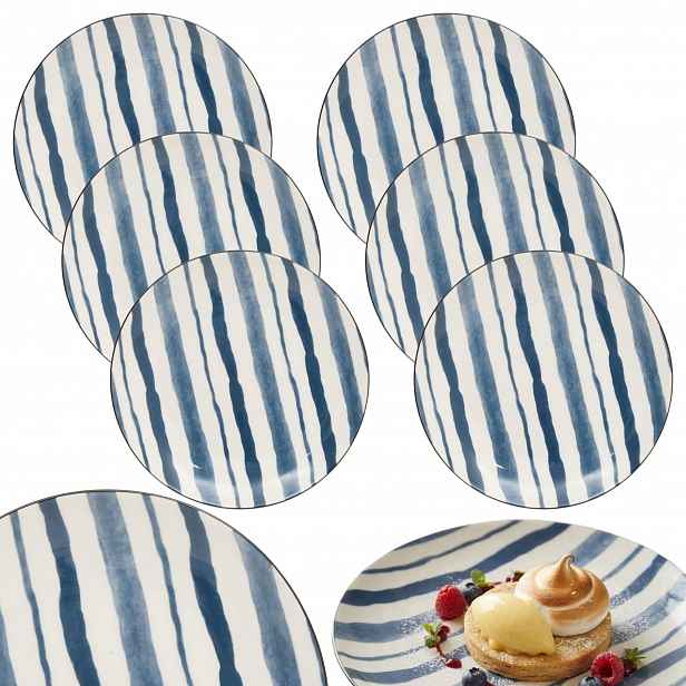 Komplet 6 Dezertních Talířů 19 cm Umami Stripe malé talířky nádobí