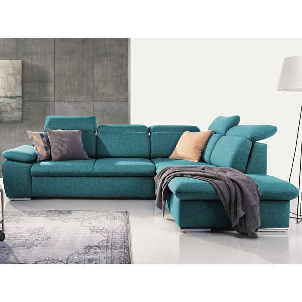 Rohová sedačka Aldon, petrolejová strukturovaná látka, pravý roh