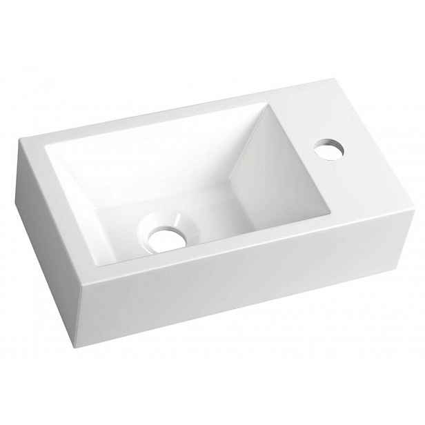 Sapho - Umývátko Amarok 40x22 cm, bez přepadu, 1 baterie vpravo, bílá AR500