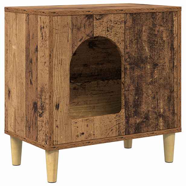 vidaXL Kočičí dům Staré dřevo 51 x 30 x 52 cm Kompozitní dřevo
