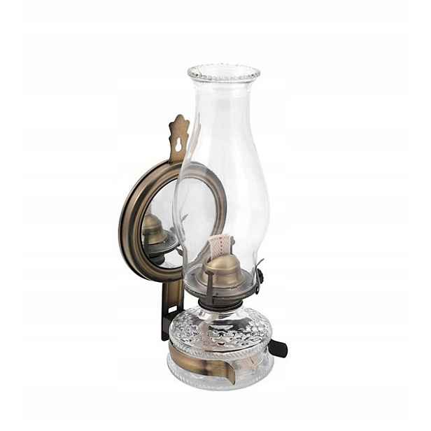 Petrolejová lampa 31 cm se zrcadlem Stará mosaz Maxi