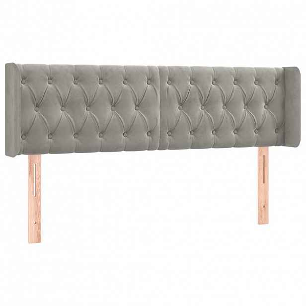 vidaXL Čelo postele typu ušák světle šedé 147x16x78/88 cm samet