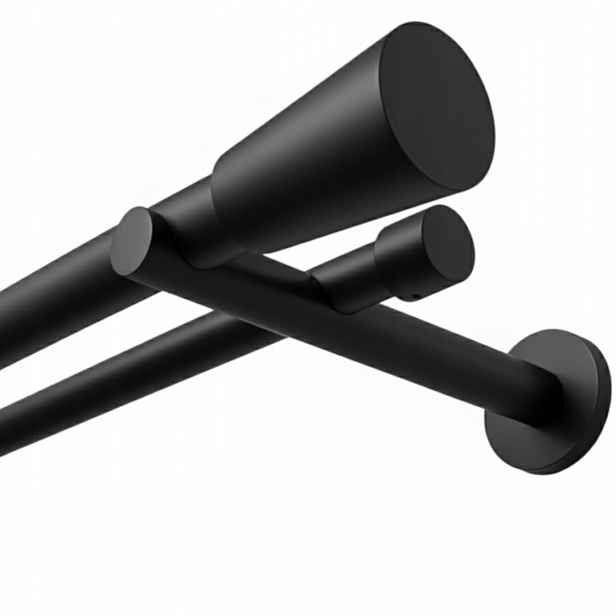 Dvojitá Garnýž Kovový 25 19 mm Výběr Koncovek Černý Bez Koleček 280 cm