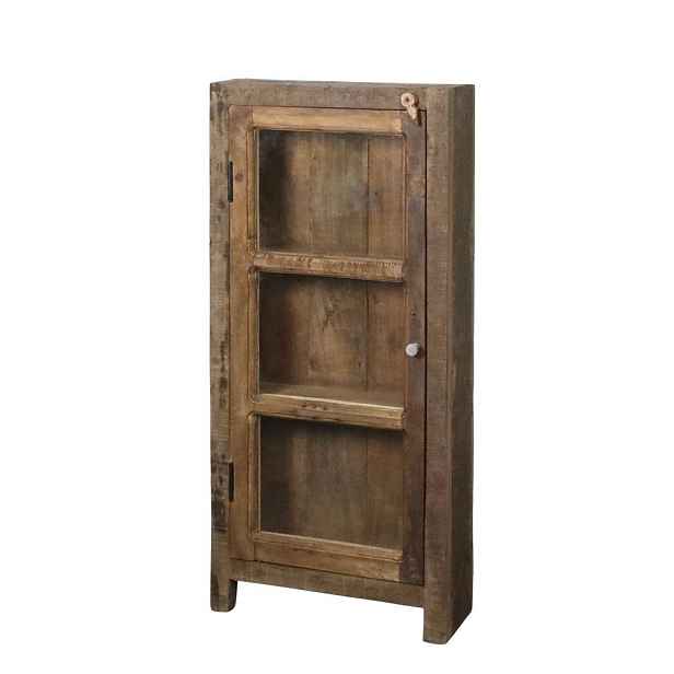 Hnědá antik dřevěná vitrína z recyklovaného dřeva Grimaud - 47*18*105 cm Chic Antique