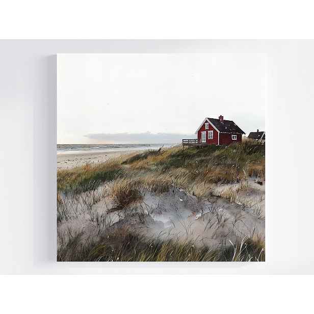 Obraz Na Plátně Canvas Červený Domeček Pláž Skandinávie Pokrmy Fanø 50x50