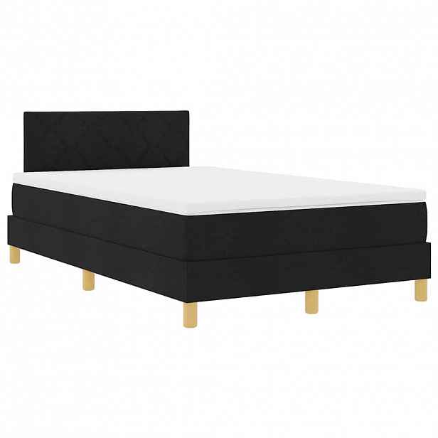 vidaXL LED box pružinová postel s polštářem Černý 120 x 190 cm textil