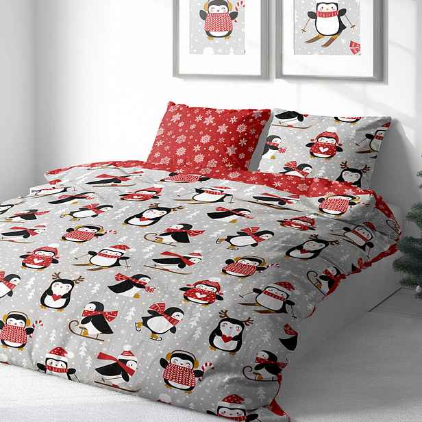 decoDoma Bavlněné povlečení TUČŇÁČÍ RADOVÁNKY 140 x 200 cm, 70 x 90 cm