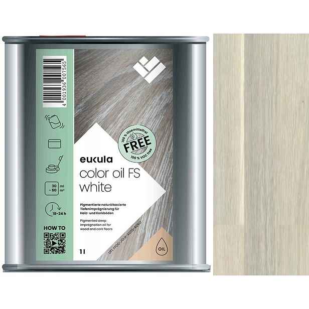 Eukula Color Oil Fs Snow Bílý barvicí olej na dřevo 1L