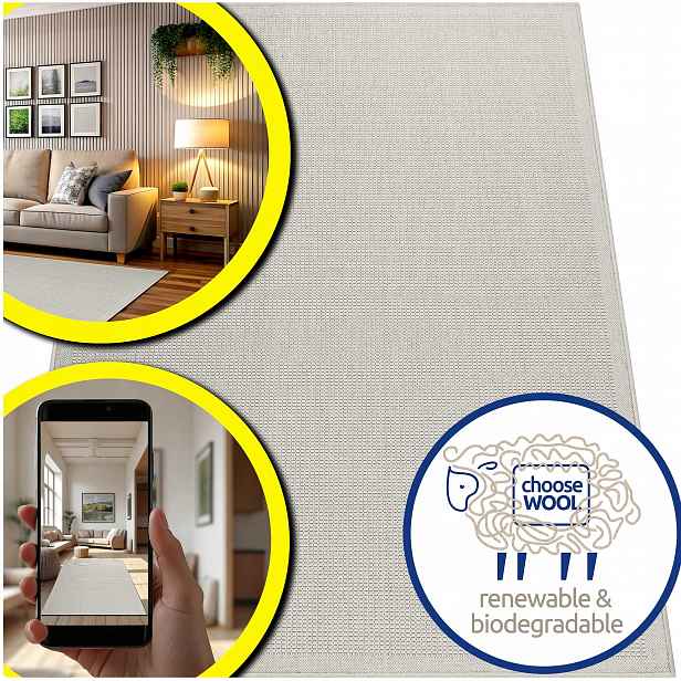 Koberec Vlněný Dune Boho Šedý Béžový Do Obývacího Pokoje Přírodní Elegance 200x300
