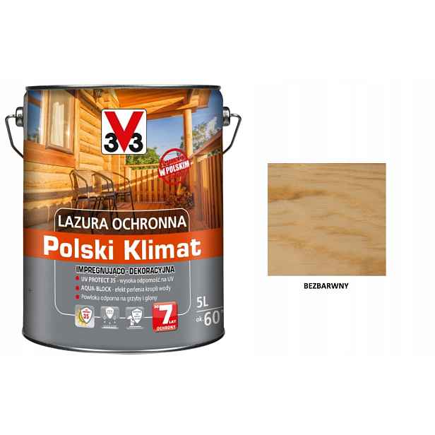 Lazura V33 Polský Klima 7 let 5 L impregnační Bezbarvý satén
