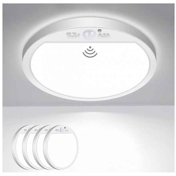 stropní svítidlo Led s pohybovým senzorem, sada stropní svítidlo 18W, výkonná, 22 cm, 4 kusy