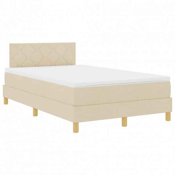 vidaXL LED box pružinová postel s čelo Krémová 120 x 190 cm textil