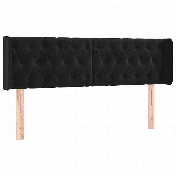 vidaXL Čelo postele typu ušák černé 147x16x78/88 cm samet