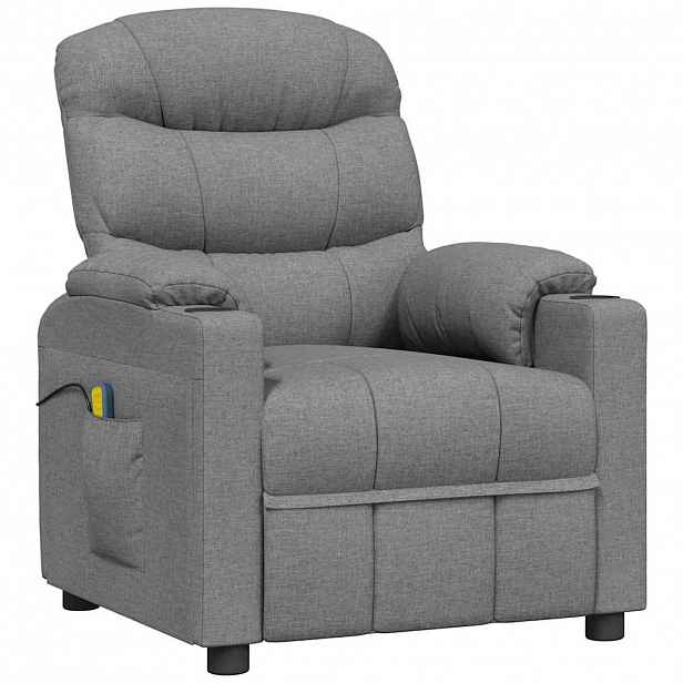 vidaXL Masážní křeslo světle šedé textil
