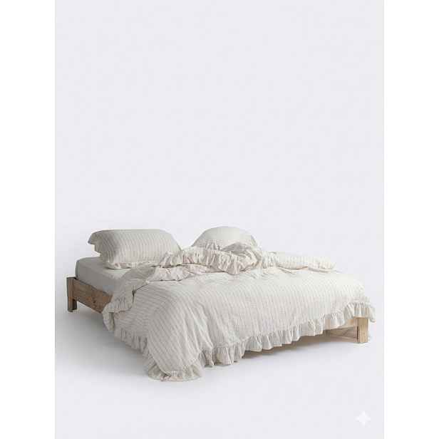 Béžové povlečení na dvoulůžko/prodloužené z bavlny Renforcé 240x220 cm Amalia Striped – Mila Home Luxury