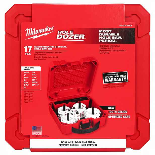 Sada děrovaček na dřevo z kovu 19 22 25 29 38 mm Milwaukee Hole Dozer