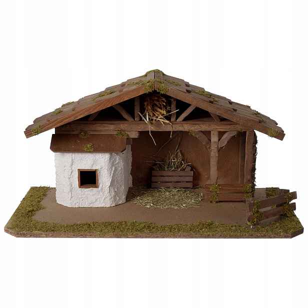 Vánoční Betlém *stajenka* 59x29x28 cm – pro postavy o výšce 11-12 cm