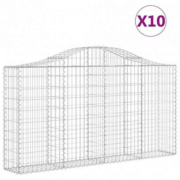 vidaXL Klenuté gabionové koše 10ks 200x30x100/120cm pozinkované železo