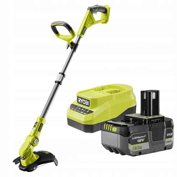 Ryobi Aku Vyžínač 30 cm Křovinořez Na Trávy Nabíječka 5 Ah