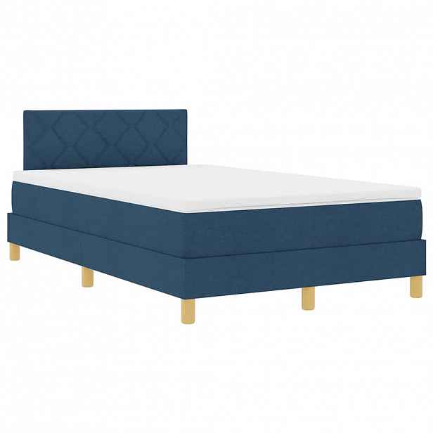 vidaXL LED box pružinová postel s čelo Modrá 120 x 190 cm textil