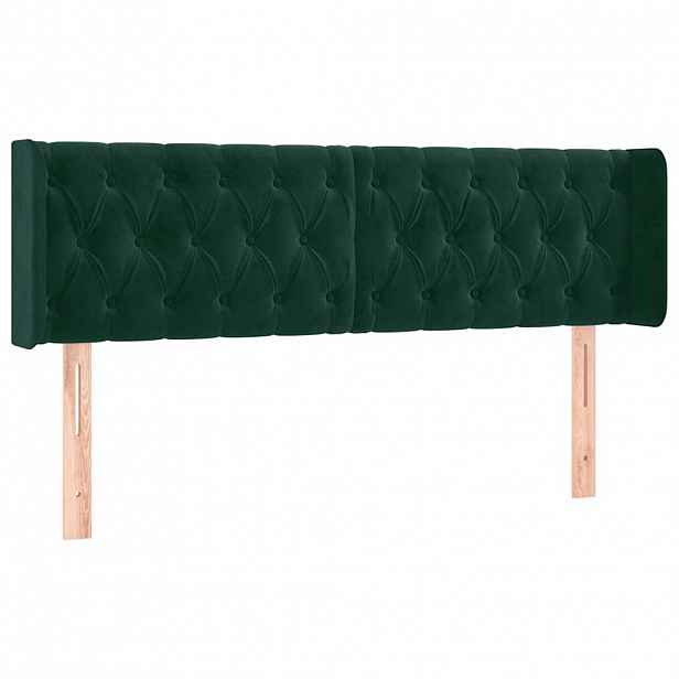 vidaXL Čelo postele typu ušák tmavě zelená 147x16x78/88 cm samet