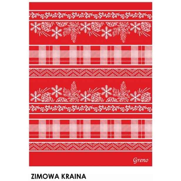 Akrylová bavlněná deka 150x200 Vánoční zimní krajina červená Glamour