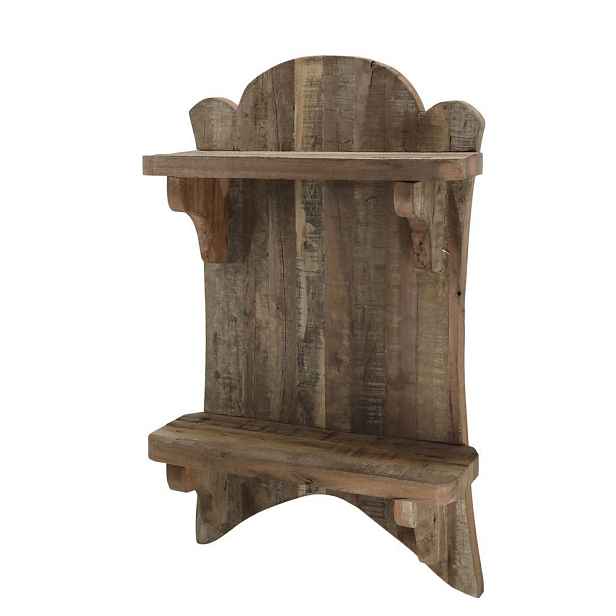 Hnědá antik dřevěná polička Grimaud Unit - 41*15*67 cm Chic Antique