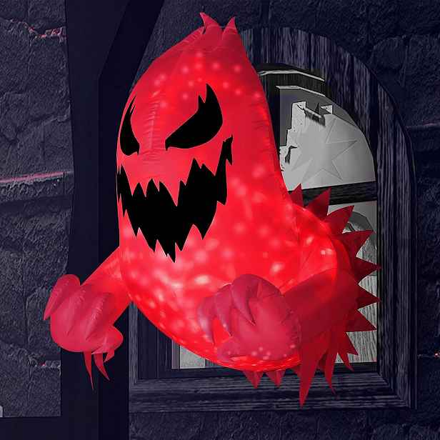 Nafukovací Duch Na Halloween 140 CM S Rotující Červenou Ledničkou