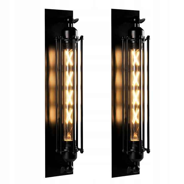 Nástěnné svítidlo industriální loft černé vertikální 47 cm do ložnice Polux