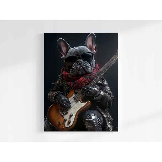 Plakát Pes Francouzský Buldoček Rockman Kytara Hudba 75x100