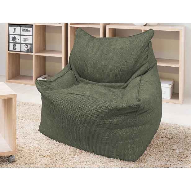 Sedací pytel Norvik, olivově zelená strukturovaná tkanina