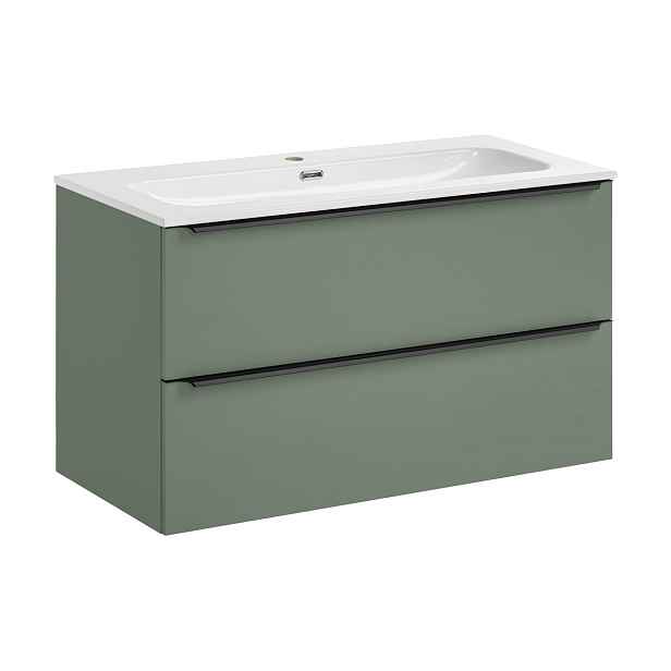 Comad Závěsná skříňka Sombra Green Fly se zápustným umyvadlem 100 cm reed green